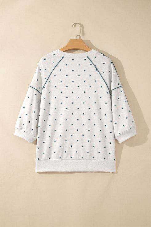 Polka Dot Piping Trim Relaxed Silhouette Top
