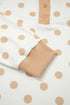 Polka Dot Polo Collar Drop Shoulder Pullover Short Set