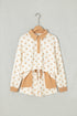 Polka Dot Polo Collar Drop Shoulder Pullover Short Set