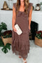 Polka Dot Print Backless Ruffled Tiered Maxi Dress