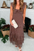 Polka Dot Print Backless Ruffled Tiered Maxi Dress