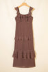 Polka Dot Print Backless Ruffled Tiered Maxi Dress