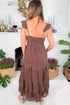Polka Dot Print Backless Ruffled Tiered Maxi Dress