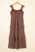 Polka Dot Print Backless Ruffled Tiered Maxi Dress