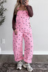 Polka Dot Print Bib Pocket Denim Barrel Overalls Jumpsuit