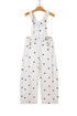 Polka Dot Print Bib Pocket Denim Barrel Overalls Jumpsuit