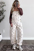 Polka Dot Print Bib Pocket Denim Barrel Overalls Jumpsuit