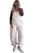 Polka Dot Print Bib Pocket Denim Barrel Overalls Jumpsuit