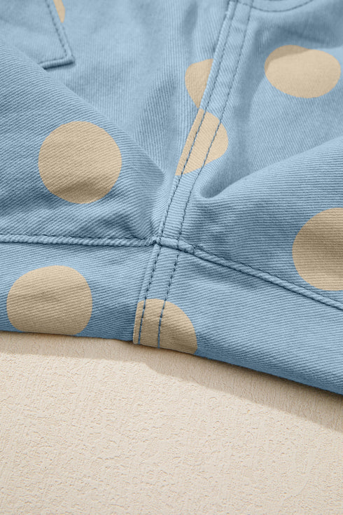 Polka Dot Print Bow Detail Pocketed Denim Jeans