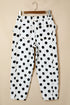 Polka Dot Print Bow Detail Pocketed Denim Jeans