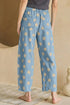 Polka Dot Print Bow Detail Pocketed Denim Jeans