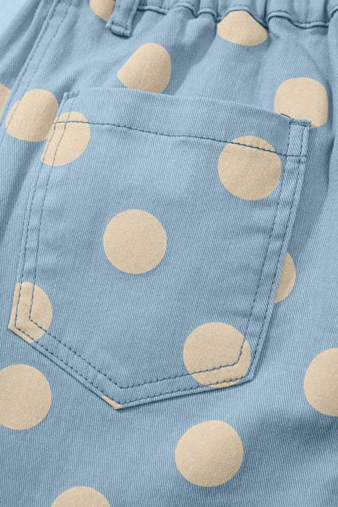 Polka Dot Print Bow Detail Pocketed Denim Jeans