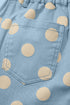 Polka Dot Print Bow Detail Pocketed Denim Jeans