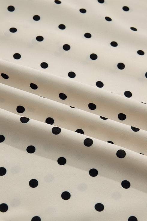 Polka Dot Print Button Detail Short Sleeve Babydoll Blouse