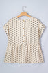 Polka Dot Print Button Detail Short Sleeve Babydoll Blouse