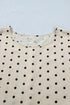 Polka Dot Print Button Detail Short Sleeve Babydoll Blouse