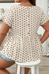 Polka Dot Print Button Detail Short Sleeve Babydoll Blouse