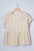 Polka Dot Print Button Detail Short Sleeve Babydoll Blouse