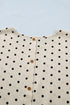 Polka Dot Print Button Detail Short Sleeve Babydoll Blouse
