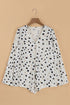 Polka Dot Print Button Front Long Sleeve Blouse