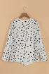 Polka Dot Print Button Front Long Sleeve Blouse