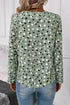 Polka Dot Print Button Front Long Sleeve Blouse