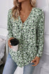Polka Dot Print Button Front Long Sleeve Blouse
