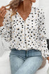 Polka Dot Print Button Front Long Sleeve Blouse