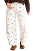 Polka Dot Print Cotton Blend Denim Barrel Jeans