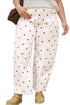 Polka Dot Print Cotton Blend Denim Barrel Jeans