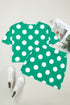 Polka Dot Print Cropped Tee Bodycon Skort Two Piece Set