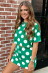Polka Dot Print Cropped Tee Bodycon Skort Two Piece Set