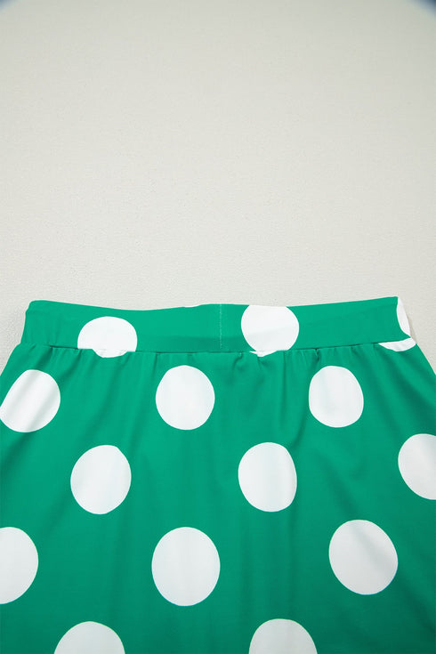 Polka Dot Print Cropped Tee Bodycon Skort Two Piece Set