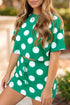 Polka Dot Print Cropped Tee Bodycon Skort Two Piece Set