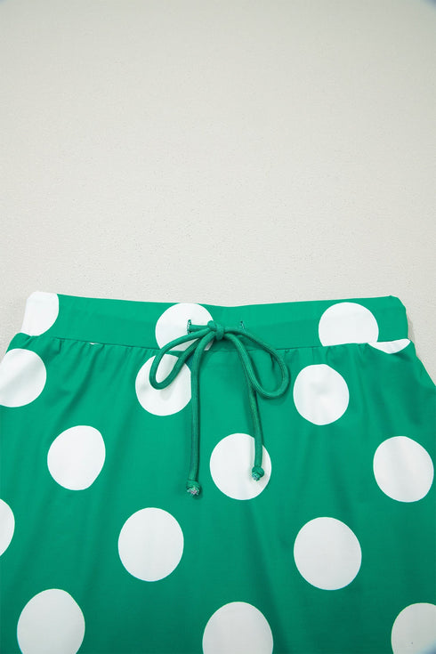 Polka Dot Print Cropped Tee Bodycon Skort Two Piece Set
