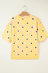 Polka Dot Print Crossed Seam Detail Oversized Tee