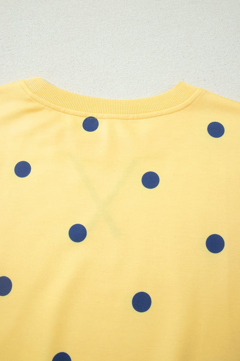 Polka Dot Print Crossed Seam Detail Oversized Tee