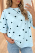 Polka Dot Print Crossed Seam Detail Oversized Tee