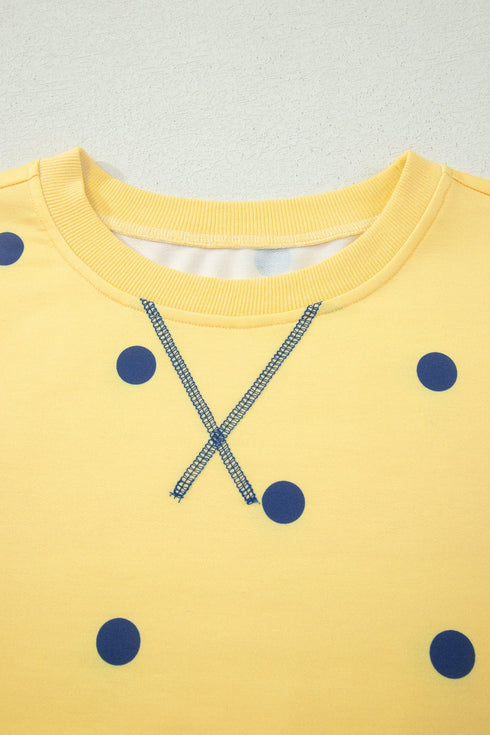 Polka Dot Print Crossed Seam Detail Oversized Tee