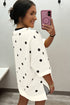 Polka Dot Print Crossed Seam Detail Oversized Tee
