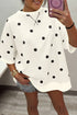 Polka Dot Print Crossed Seam Detail Oversized Tee