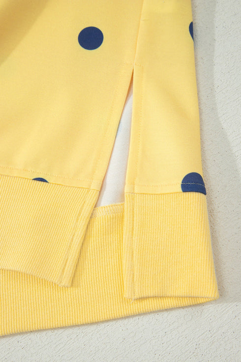 Polka Dot Print Crossed Seam Detail Oversized Tee