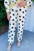 Polka Dot Print Drop Shoulder Drawstring Jogger Pant Set