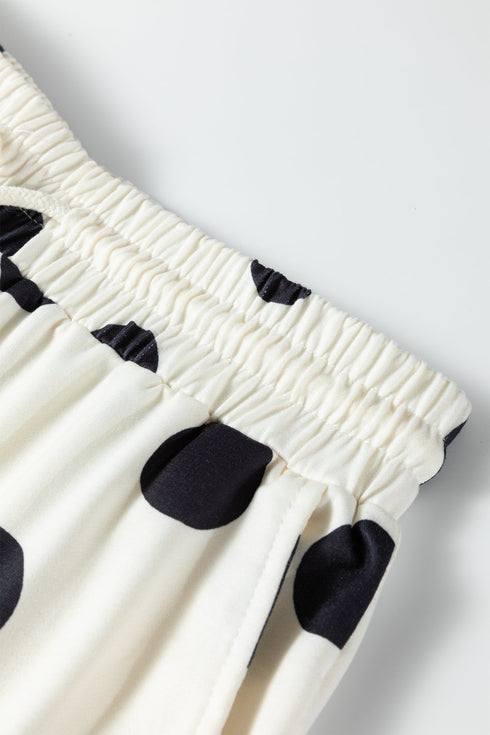 Polka Dot Print Drop Shoulder Drawstring Jogger Pant Set