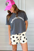 Polka Dot Print Drop Shoulder Pullover Drawstring Short Set