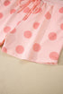 Polka Dot Print Drop Shoulder Pullover Drawstring Short Set