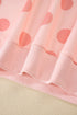 Polka Dot Print Drop Shoulder Pullover Drawstring Short Set