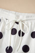 Polka Dot Print Drop Shoulder Pullover Drawstring Short Set