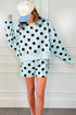 Polka Dot Print Drop Shoulder Pullover Drawstring Short Set