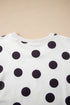 Polka Dot Print Drop Shoulder Pullover Drawstring Short Set